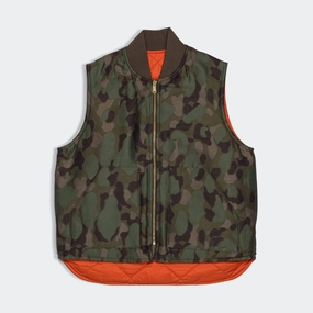 Reversible Duck Hunter Camo Puff Vest  - Olive Camo/Orange