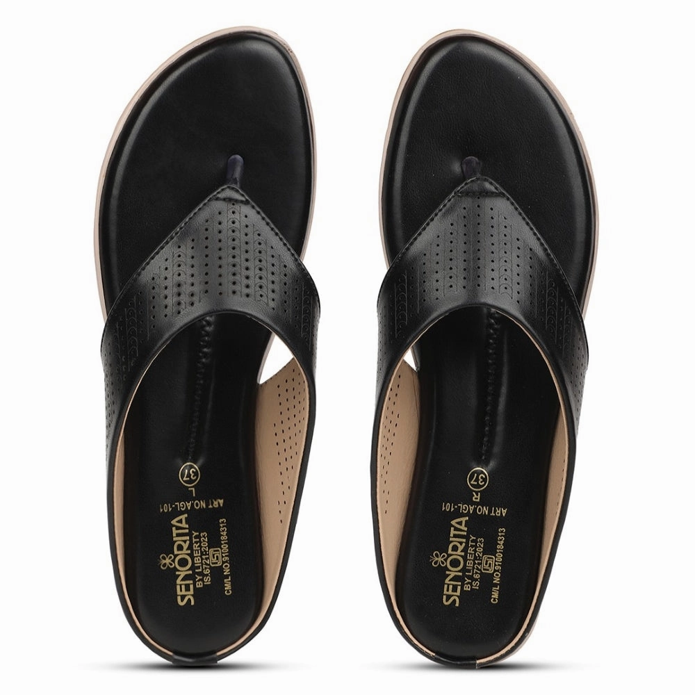 Senorita Black Casual Slipper For Women AGL-101 By Liberty