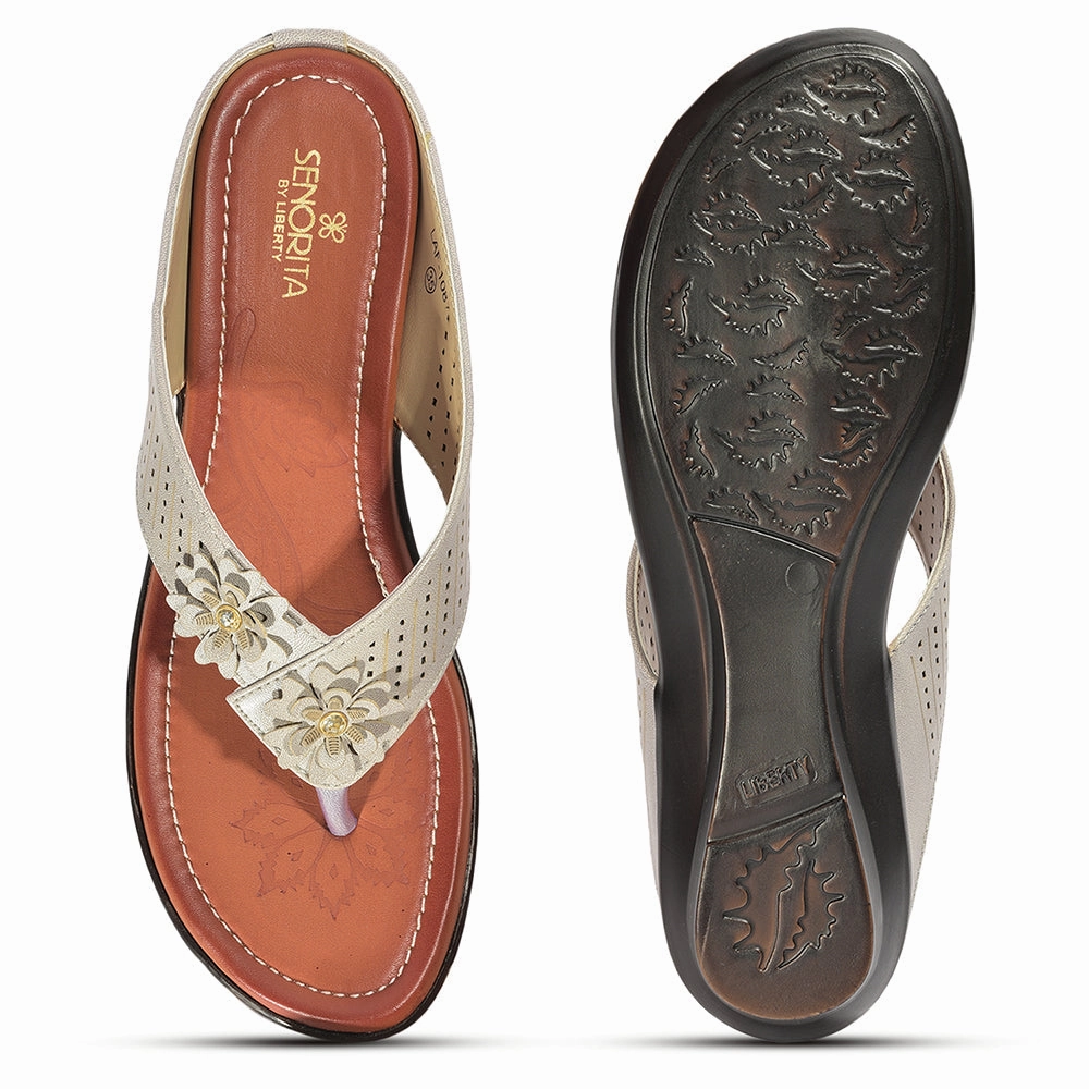 Senorita Casual Grey Slippers For Women LAF-1087 By Liberty