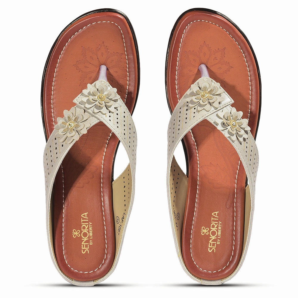 Senorita Casual Grey Slippers For Women LAF-1087 By Liberty