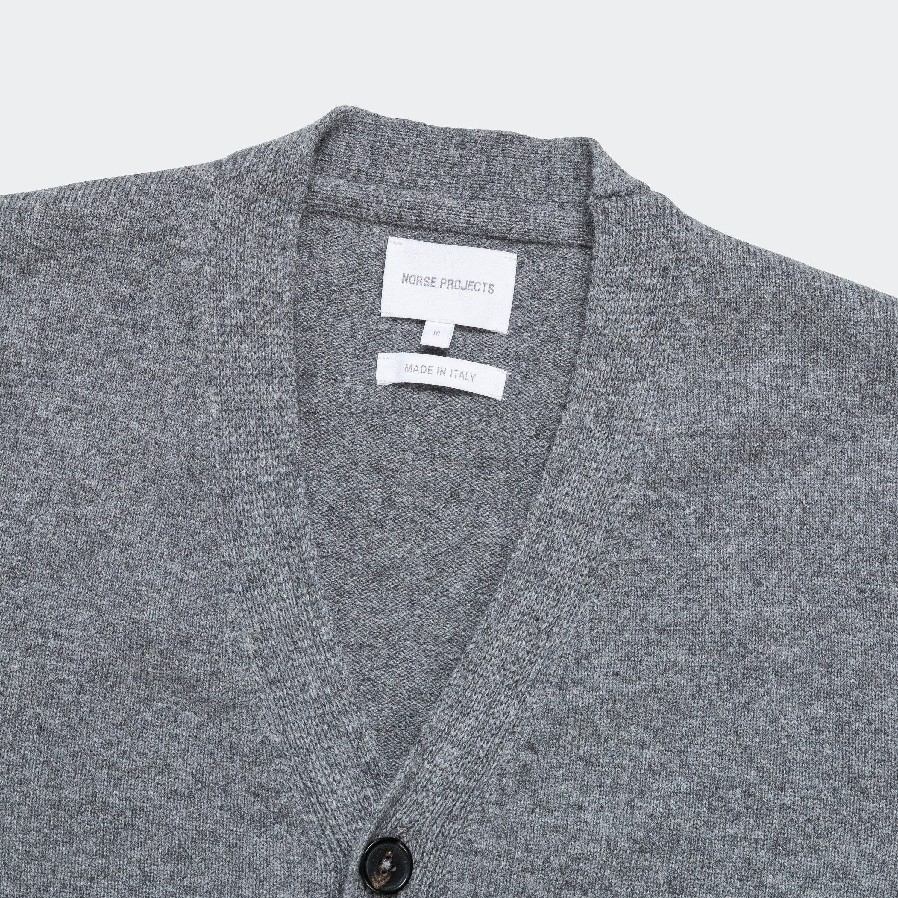 Standard Merino Lambswool Cardigan - Grey Melange