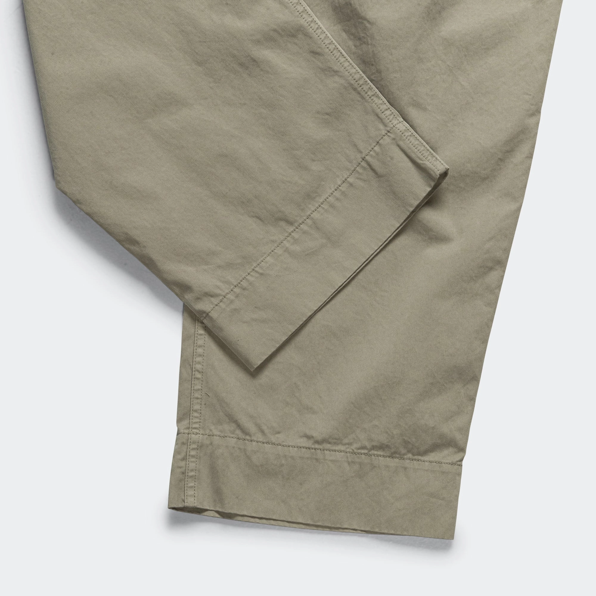 Stitch Pleat Trouser - Tough Cotton Twill Eucalyptus