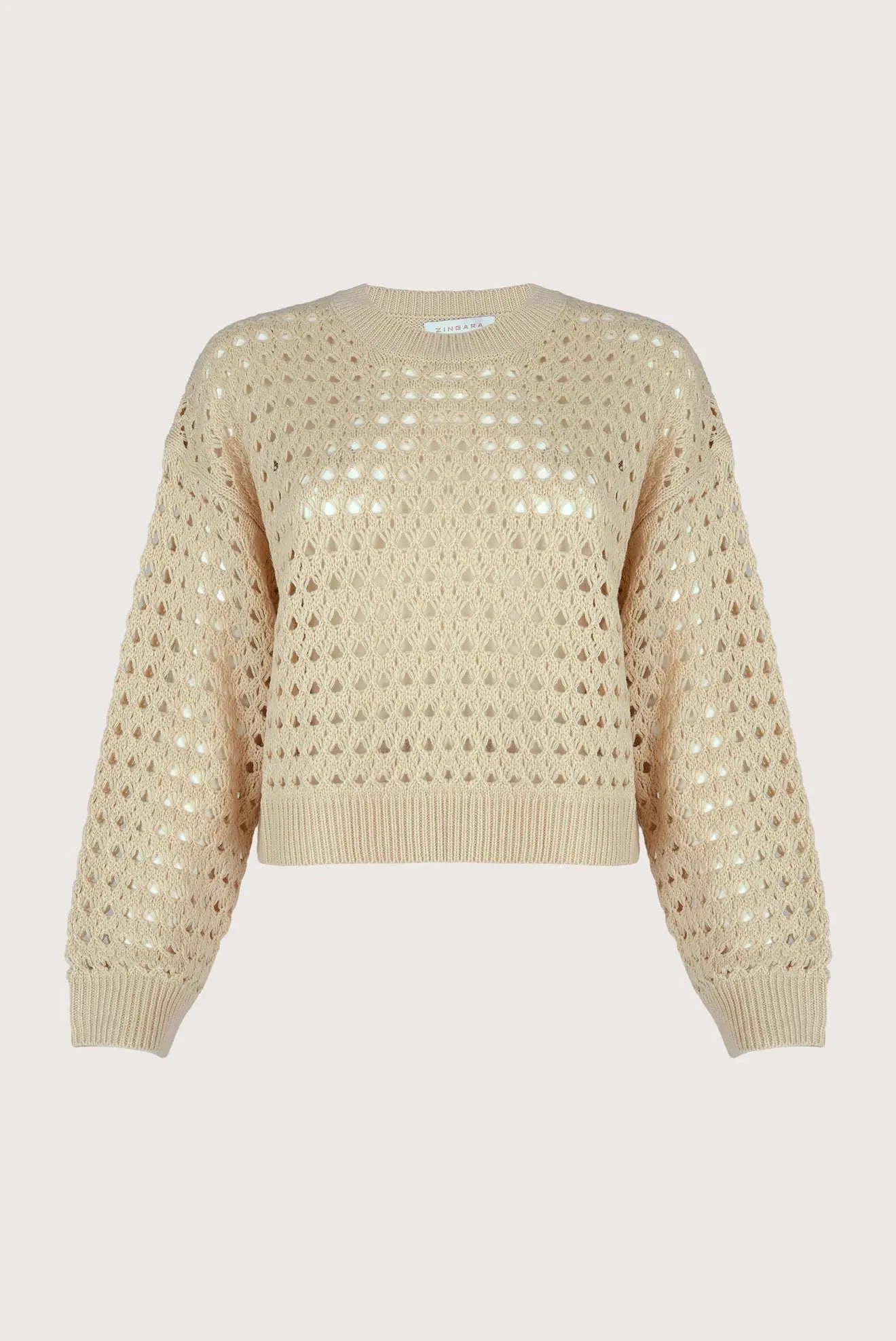 SUÉTER CROP CUELLO REDONDO PERLA IVORY