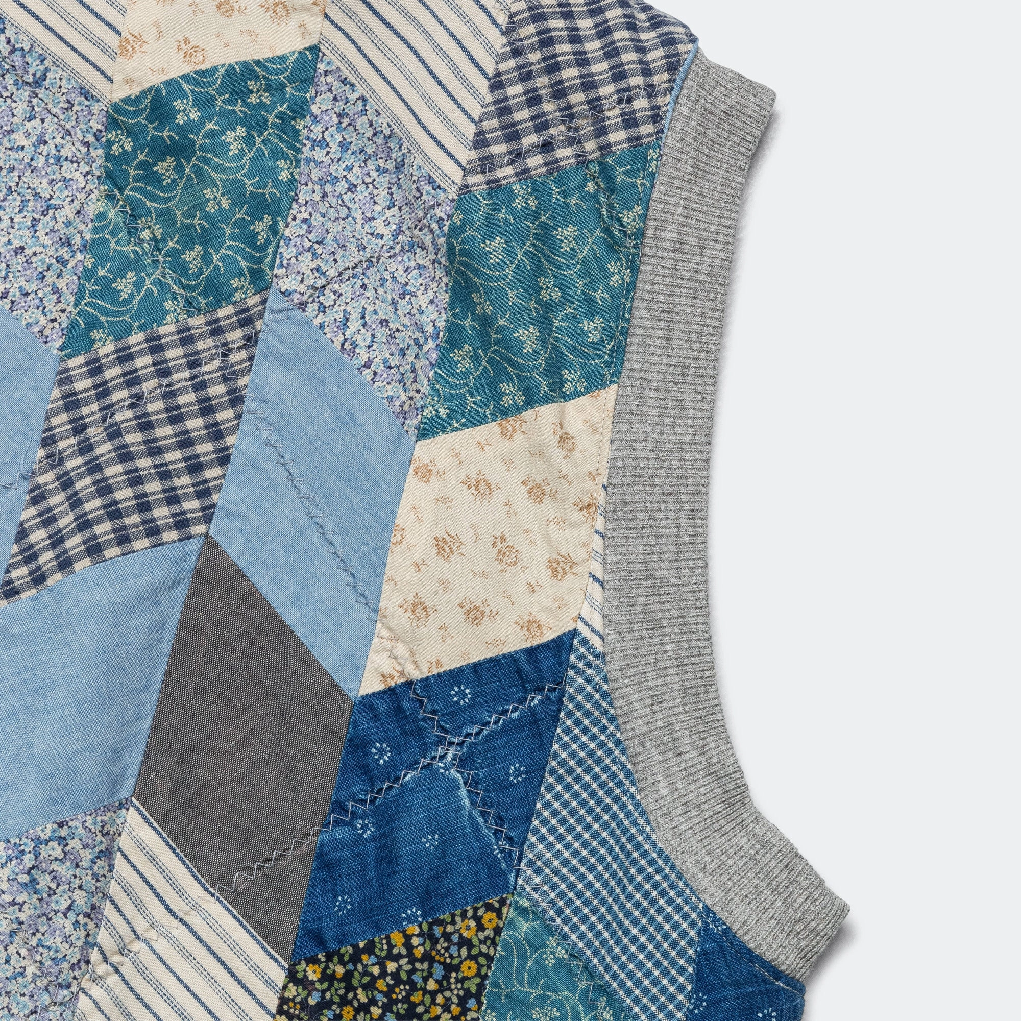 TOP SWT Knit x YABANE Quilt 2 TONES BIG Vest - Grey/IDG